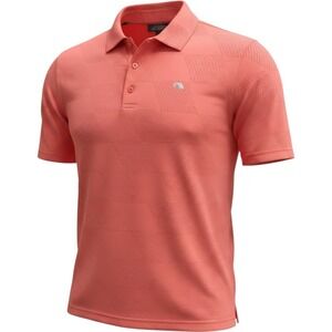 Adidas Mens XL Performance Polo Shirt Coral Pink Geometric Knit Golf Top Shortsl